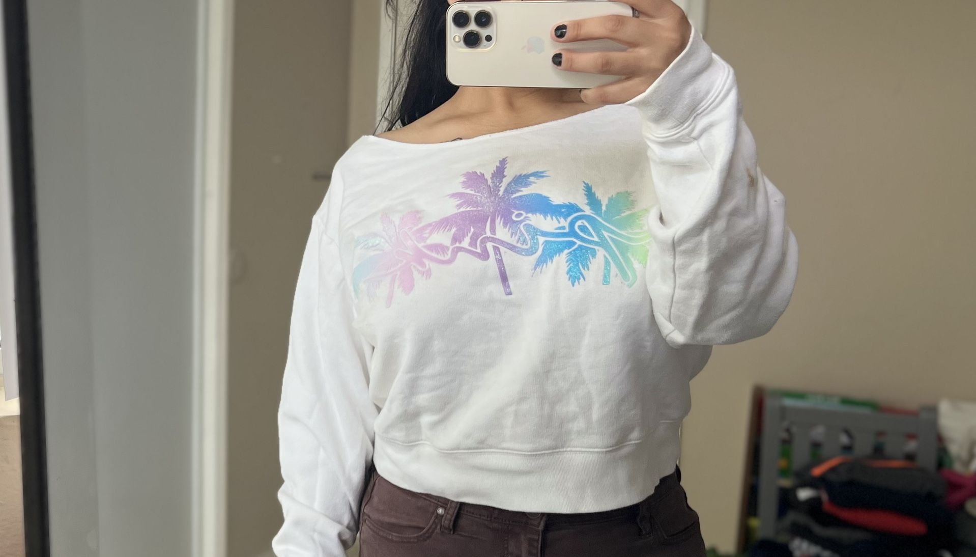 Brand PINK Off shoulder Sweater & Long sleeve crop top