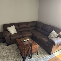 Brown L Shaped Couch