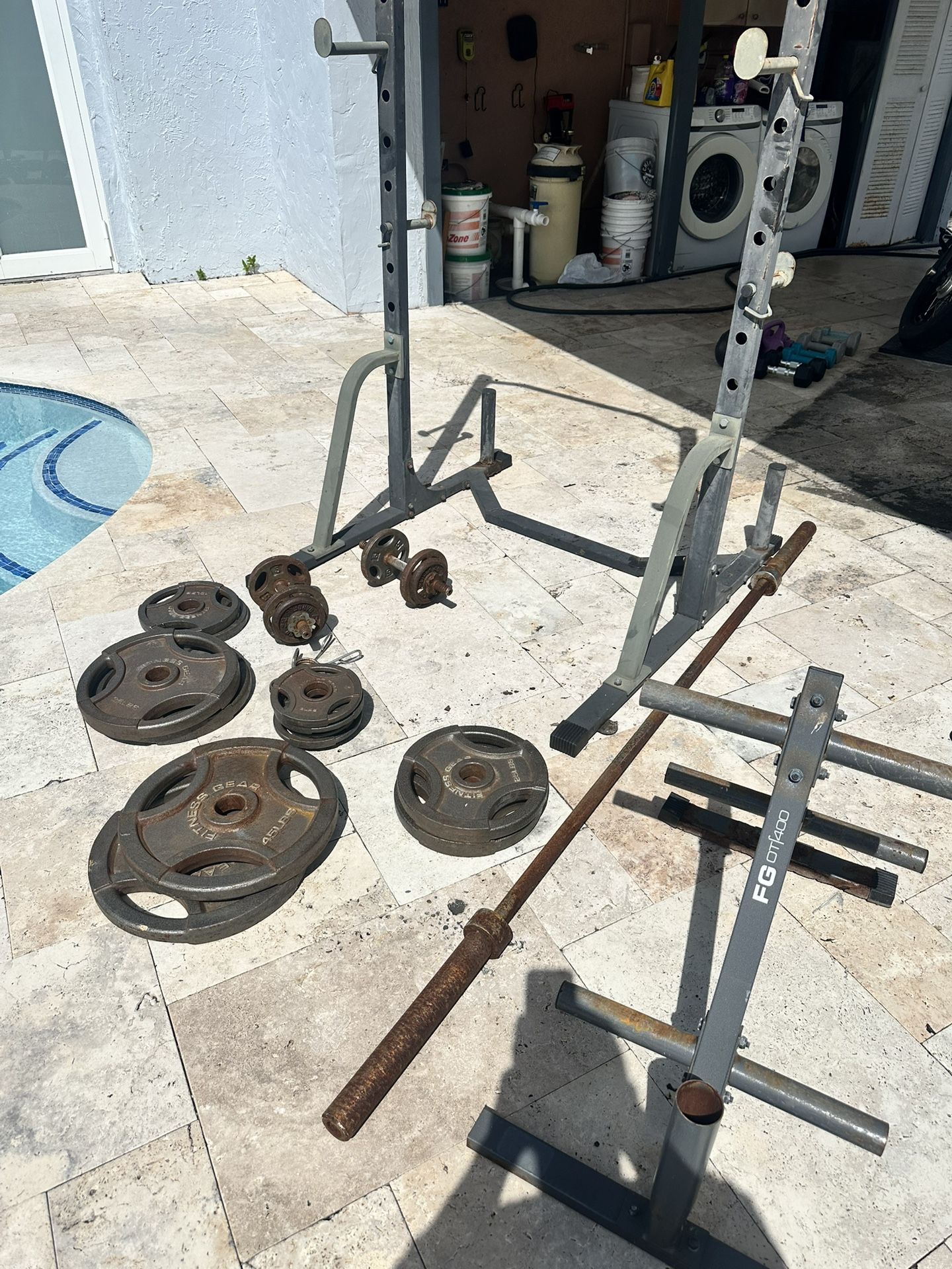 Weights, Plates, Dumbbells, Squat Rack