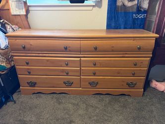 Pine Wood 8-Drawer Double Dresser