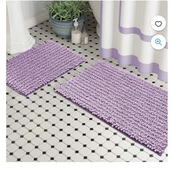 Zebrux Non Slip Thick Shaggy Chenille Bathroom Rugs, Bath Mats for Bathroom Extra Soft and Absorbent - Striped Bath Rugs Set for Indoor/Kitchen