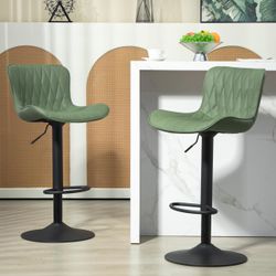 Finnhomy Bar Stools Set of 2, Modern 360° Swivel Faux Leather Bar Stools, 24"-32.5" Seat Height with Back, 330 Ibs Capacity, SGS Gas Lift, Upholstered