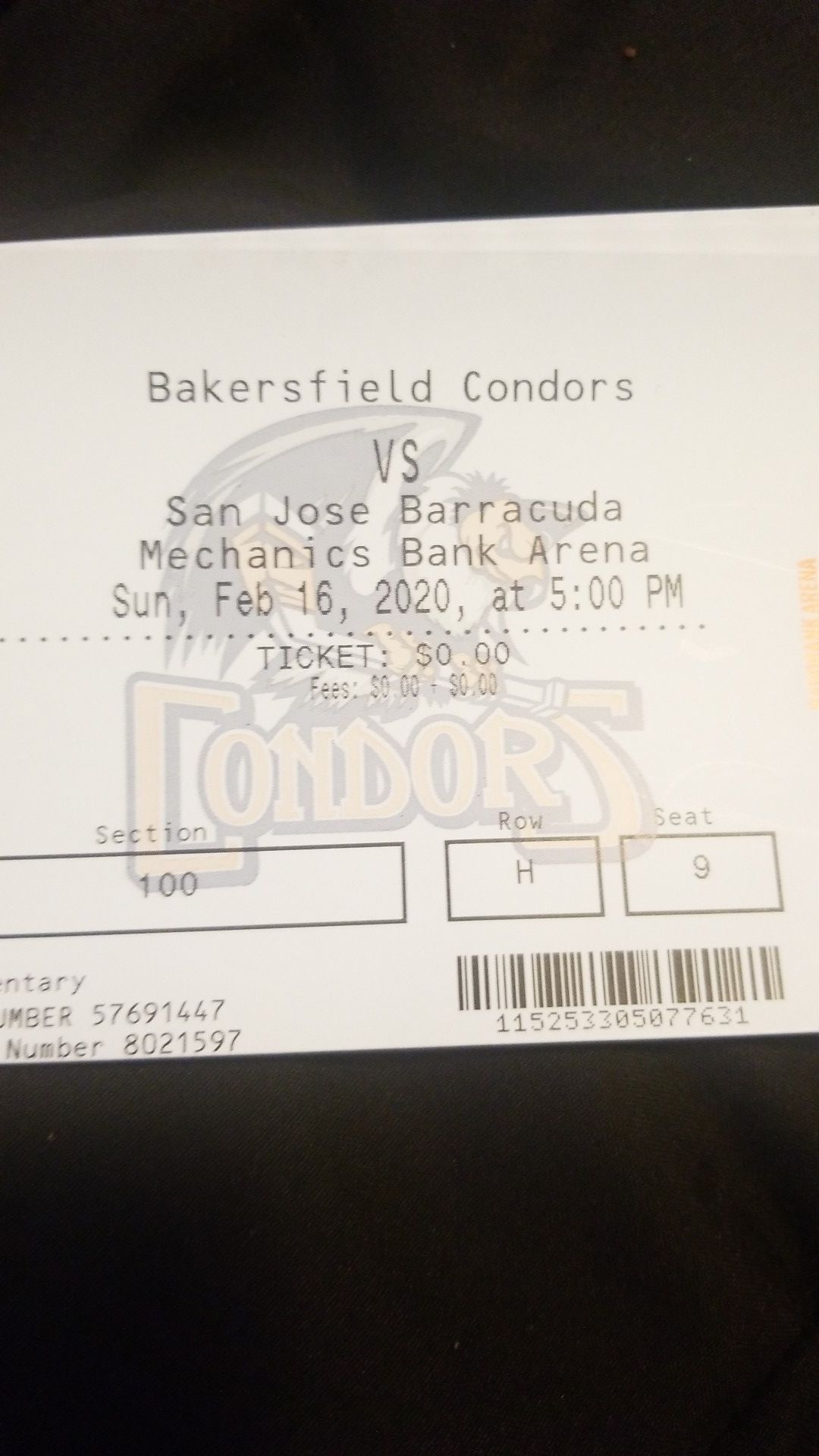 Four pack condors tickets for tonight