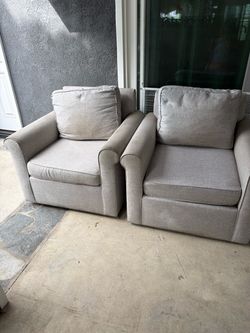Pottery Barn upholstered club/roll-arm chairs,
