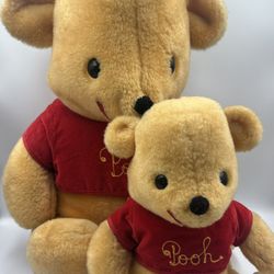 Lot Of 2 Vintage Pooh Plushes Walt Disney Distributing Co. Made In USA
