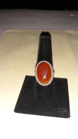 Natural Orange Carnelian Sterling silver ring