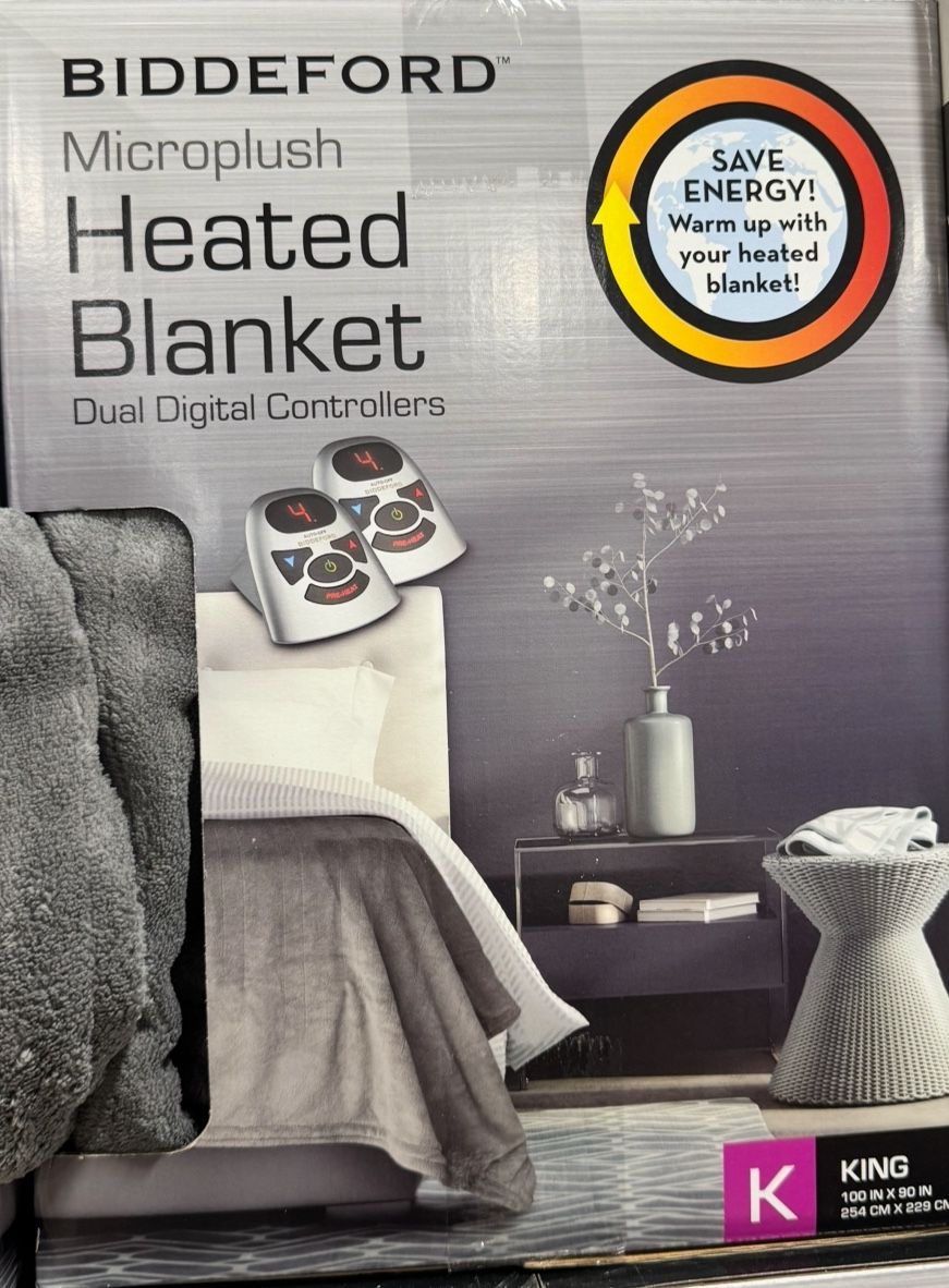 Brand New In The Box BIDDEFORD™ Microplush Heated Blanket Dual Digital Controllers