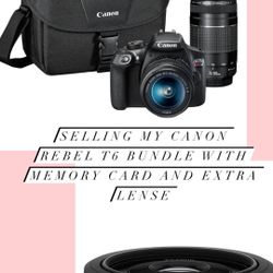 Canon Rebel T6 Bundle With Memory Card And 3 Total Lenses 