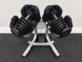 Adjustable BowFlex Dumbells, Bench and Stand