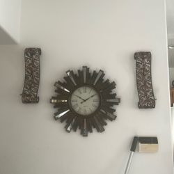 Clock And 2 Candle Holders