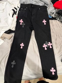 Chrome Hearts Black Denim Jeans with Cross Patches