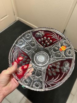 Ruby Red Cut Crystal Glass Bowl