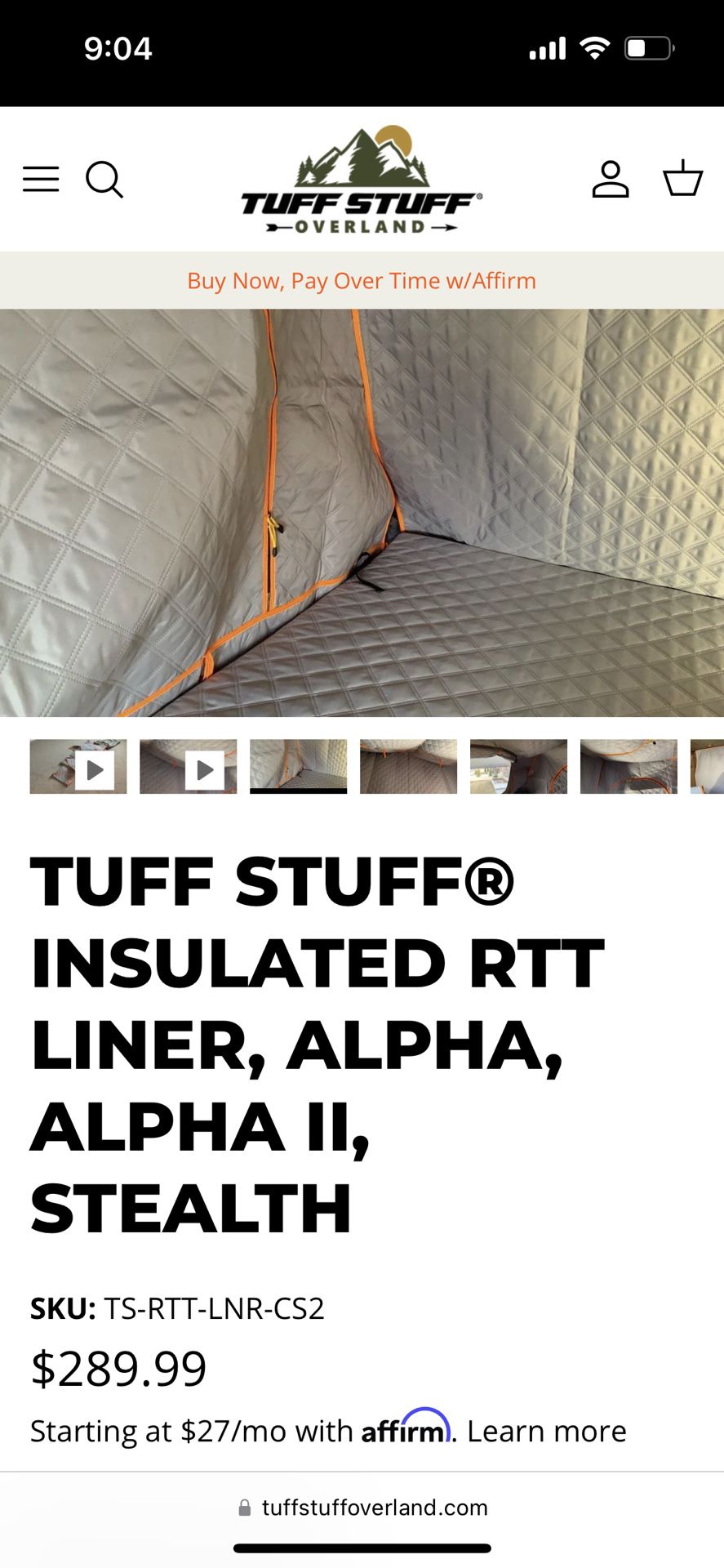Tuff Stuff Insulation RTT Liner Alpha II Liner