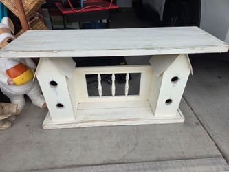 Distressed White wood Console Table