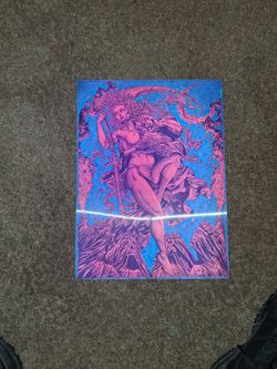 Vintage Fantasy Figure Black Light Poster