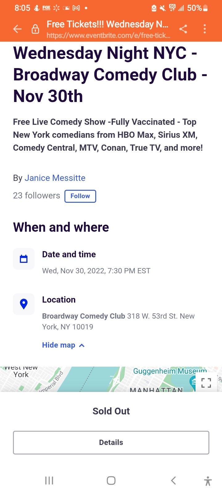 (SOLD OUT!!)Wednesday Night NYC - Broadway Comedy Club - Nov 30th