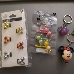 Disney Minnie Mouse Accessories Lot (Hair Accessories + Keychains)