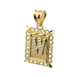 Woman’s Ladies 10k Yellow Gold Square Framed Initial W Charm Pendant For Necklace GP3107775