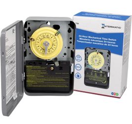 Intermatic T104 24-Hour Mechanical Timer Switch, 208-277V DPST, Indoor