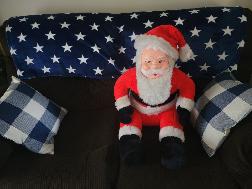 1960s LARGE Christmas 35" Rubber Face Santa Plush Superior Toy Novelty