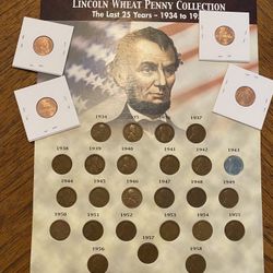 Lincoln Wheat Penny Collection 1934–1958 + 2009 Bicentennial Set 