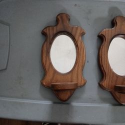 Wood Frame Mirrors With Candle Holders 