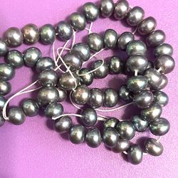 Strand Of Peacock Button Pearls