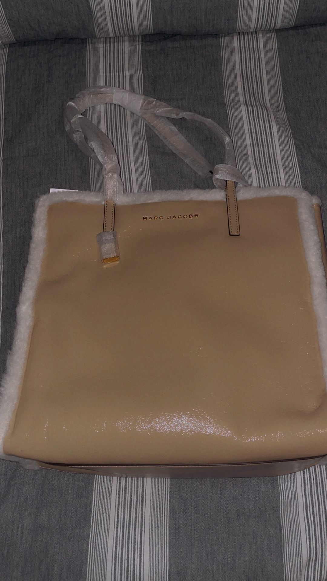 Marc Jacobs The Grind Faux Shearling Trim Tote Bag ~NWT~ ICED COFFEE