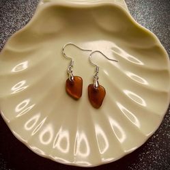 NEW PRICE ! Sea Glass On Sterling Silver French Hook Earrings 