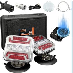 Wireless Trailer Lights, 2026 NEW 110° Rotatable Magnetic LED Trailer Lights with Reflectors, 2 Mounting Options, IP67 Waterproof, Rechargeable Tow Li