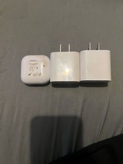 AirPods and 2 fast charger blocks
