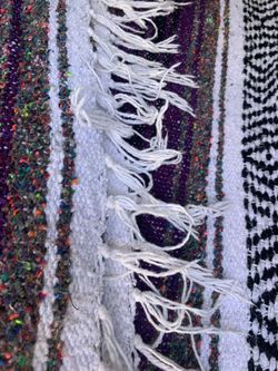 Mexican Serape Woven Blankets Purple Black White Gray