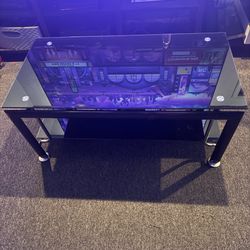 Modern Black & Chrome Glass Coffee Table