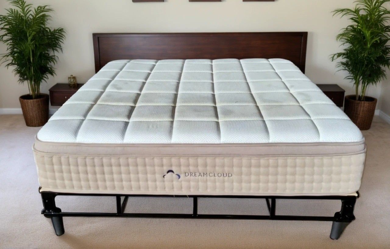 King DreamCloud 15" Premier Hybrid Eurotop Mattress and Nectar Platform Bed Frame