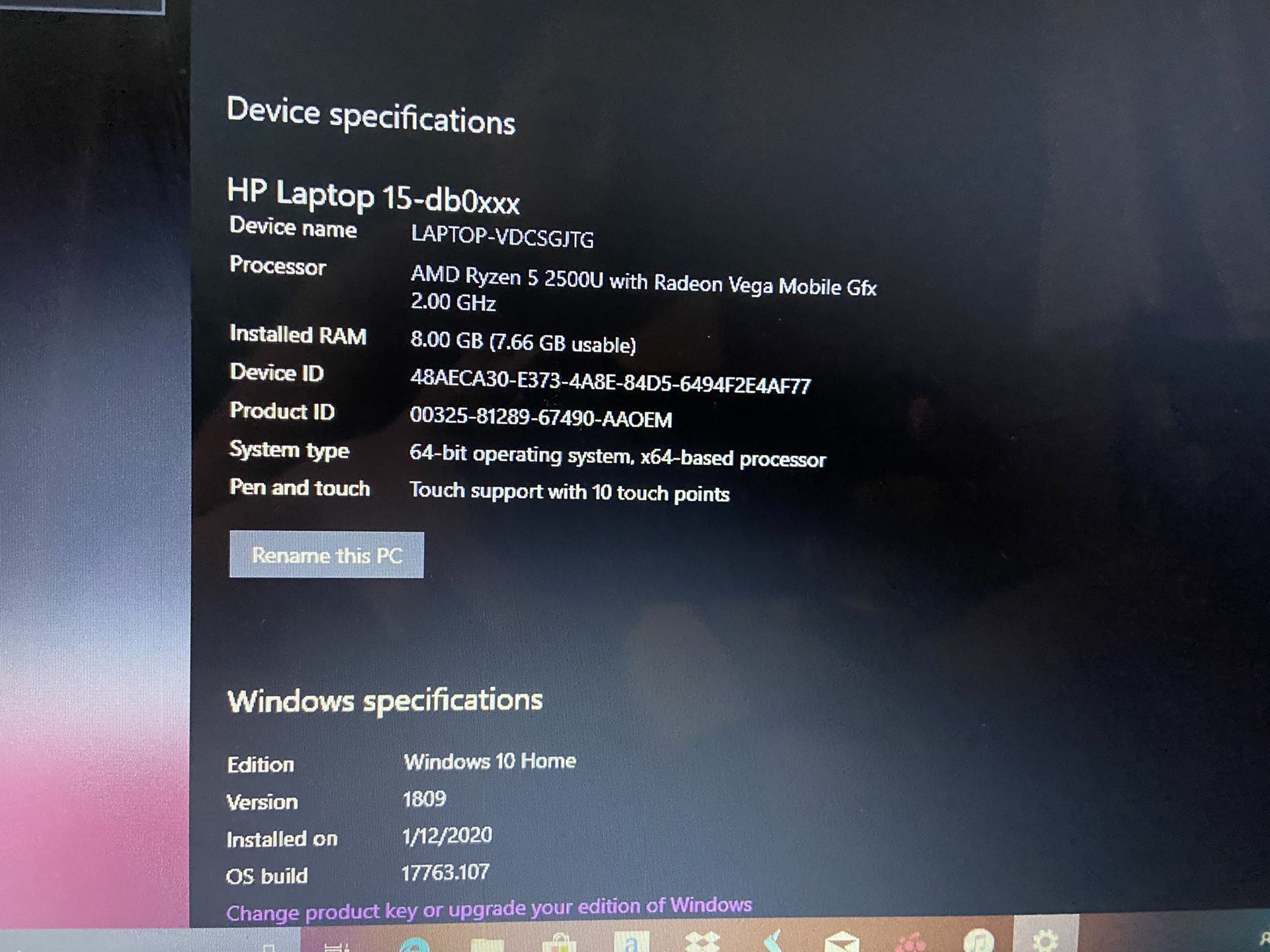 Gaming Laptop: HP Notebook - 15-db0005dx