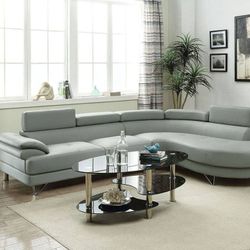 Brand New Light Grey Leather Sectional Sofa 