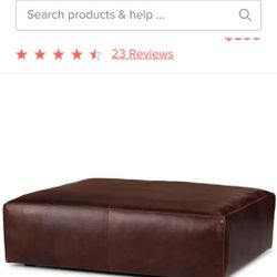 Cigar Brown Leather Ottoman 