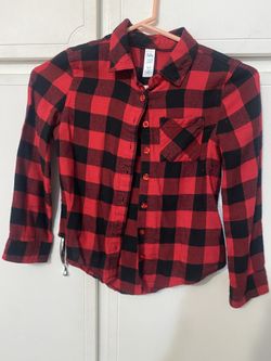 Girls Christmas shirt flannel Buffalo plaid size 6