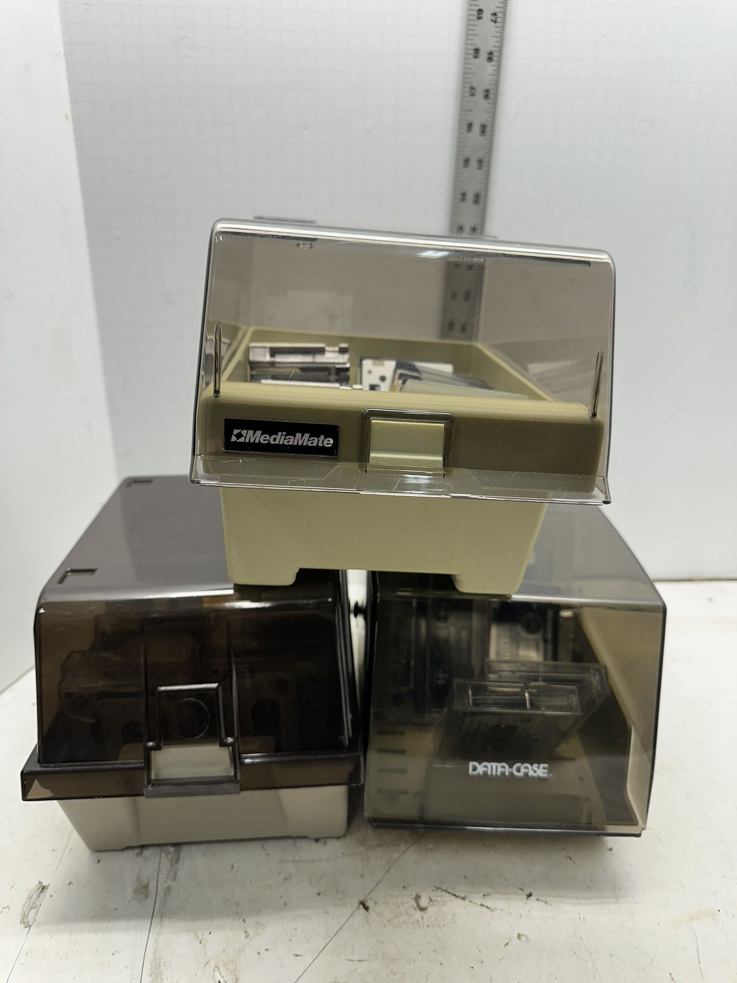 Lot of 3 Vintage ALS and Amaray MEDIAMATE 5.25" and 3.5"floppy disk file boxes#P