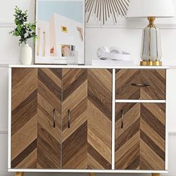 Modern Wood & White Storage Cabinet 