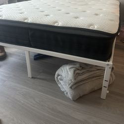 Queen Mattress and Metal Bed Frame