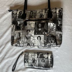 Black & White Michelle Obama Purse And Wallet  Magazine Themed 