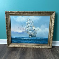 Hand painted Vintage Framed Wall Picture With Painter’s Signature 
