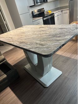 Marble top counter height dining table with 4 chairs