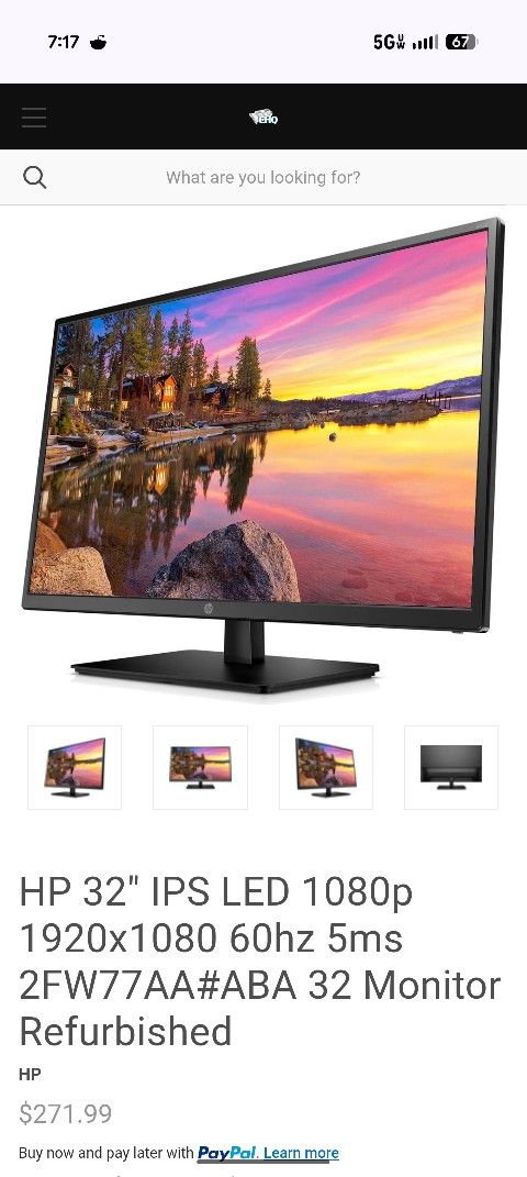 New 32" HP 1080P Monitor - Model # 2FW77AA