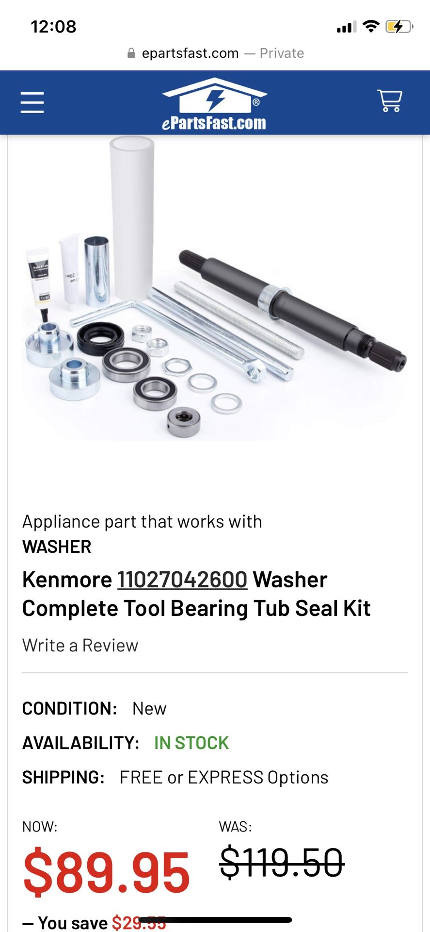 Kenmore Washer Tub Seal Kit