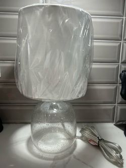 New 12” bubbled glass w/ white shade lamp