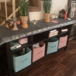 Dark Brown Console Table/cubbies 