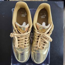 SIZE 13 - 2019 Nike Air Force 1 SP 'Liquid Metal - Gold' - CQ6566-700