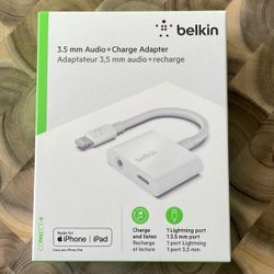 Belkin 3.5 mm Audio + Charge Adapter - Brand New